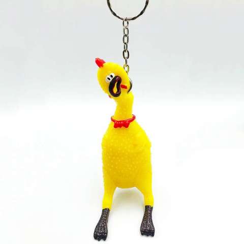 Screaming Rooster Sound Toys Soft Squeeze Keychain Anti Stress Venting Chicken Squeeze Toy With Egg Inside